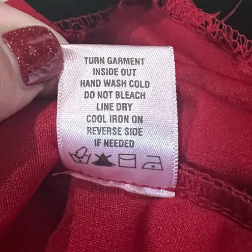 MSK Dress 20W Knee Length Red Black Velvet Floral 3/4 Bell Sleeves