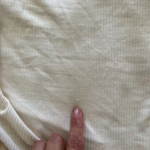 MONROW Cream Light Beige Draped Ribbed Knit Supima Cotton Tank Top Womens Medium