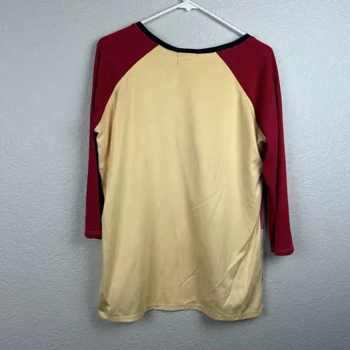 South Main Women's Raglan Shirt See America Poster Yellow Red Size Size XL