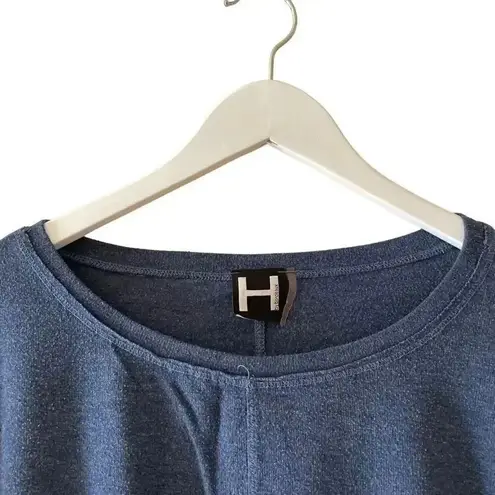 H by Bordeaux Blue Navy Soft Boat Neck Dolman Long Sleeves SZ L