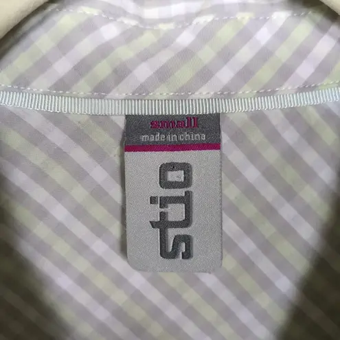 STIO Grey Gingham Check Bircher Shirt Long Sleeve Button Up Women's Small Gray