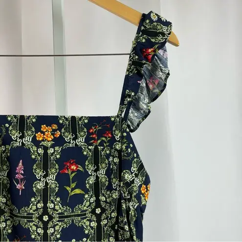 Agua Bendita Large Floral Dainty Garden Fairy Flutter Sleeve Mini Dress Boho