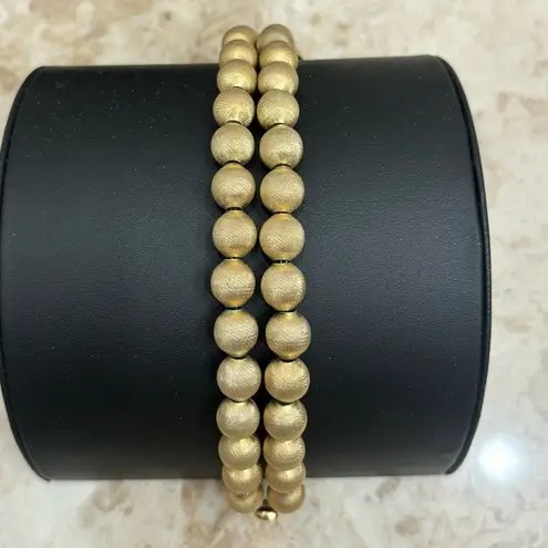 Monet Signed Vintage Brushed Gold Tone Bead Bracelet