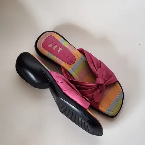 Vintage Art Effects 90s Pink Leather Knotted Slide Sandals Size 7
