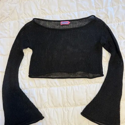 Edikted Black Knit Bell Sleeve Crop Top