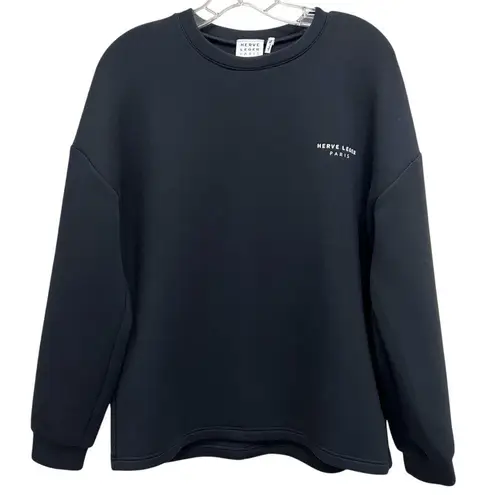 Herve Leger Paris The Colby Sweatshirt Crewneck Long Sleeve Black Size S/M