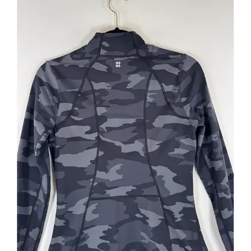 Sweaty Betty Womens Jacket Black Tonal Camo Power Workout Full Zip Stretch Small