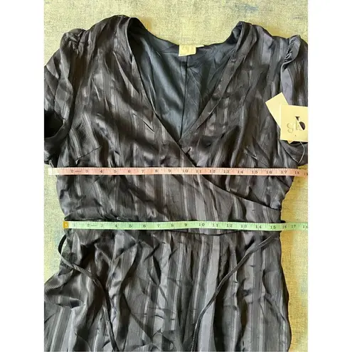 NWT! Adyson Parker Black Iris Indigo Stripe Long Sleeve Asymmetrical Hem Large Blue