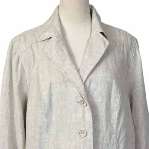Studio Works Linen Blend Blazer Women’s Size Large Minimalist Tan Natural Beige
