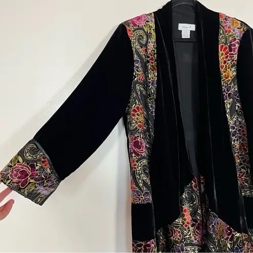 Ania. A Velvet Sheer Cardigan Medium Floral Paisley Boho Whimsigoth Lagenlook Black