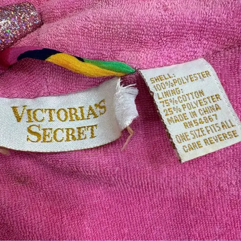 Victoria's Secret Victoria’s Secret Vintage Floral Satin Terrycloth Lined Robe Blue Pink One Size