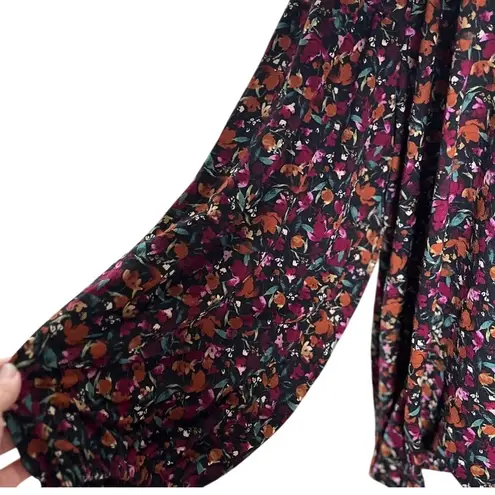 Ava & Viv Ava & Viv 3X Black Floral Peasant Blouse Balloon Sleeve Boho Top