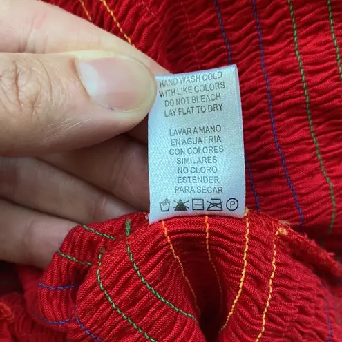 Heart & Hips NWOT Y2K style red rainbow striped stretch crop top, size large