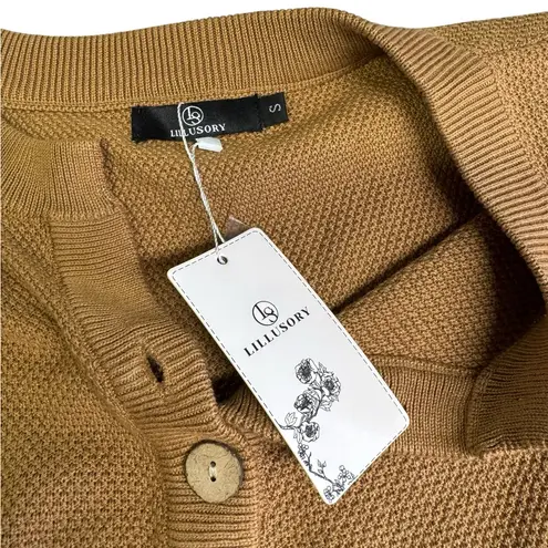 Slouchy Boho Sweater Waffle Knit Lillusory NWT Sz S Fall Winter Layering Cozy Brown - Image 4