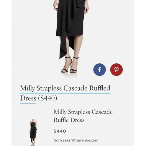 Milly Strapless Cascade Ruffle Dress – Black, Size 2