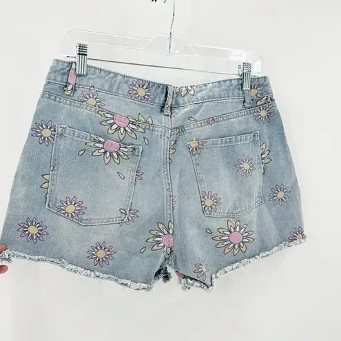 No Boundaries NoBo  daisy print frayed cuff shorts cheeky festival  size 13