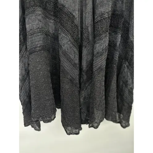 Papillon Vintage Stone Wash Embroidered Midi Skirt Large Black Witchy Dark Fairy