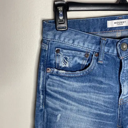 Moussy Vintage Diana Distressed Cropped Skinny Jeans with Fringed Hem size 25