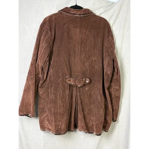 J.Jill Brown Velour Corduroy Velvet Trim Cozy Shawl Collar Jacket XL