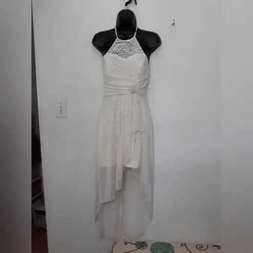 Teeze Me layered white lace dress