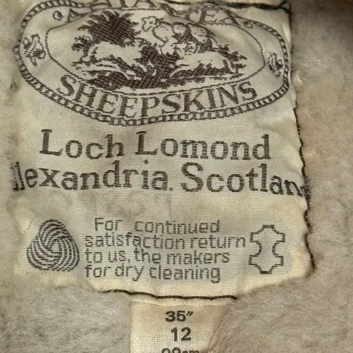 Vintage Loch Lomond Alexandria Scotland Antartex Sheepskin Jacket Size 12 Brown