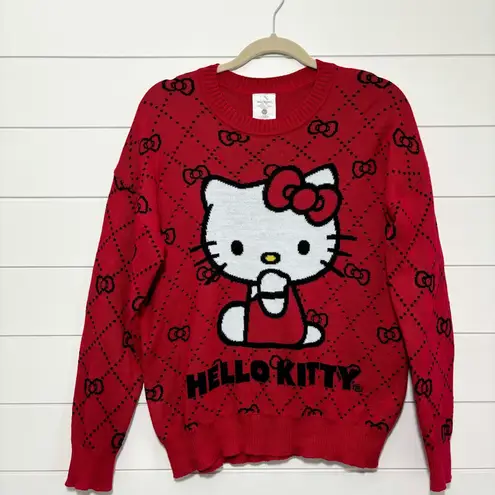 Sanrio Hello Kitty Graphic Red Crew Neck Sweater Size M Red Size M