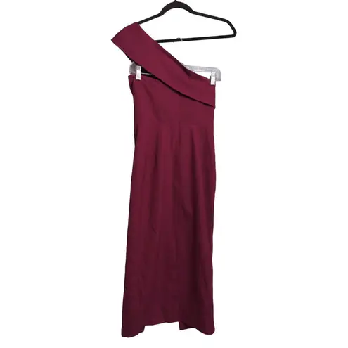 Yumi Kim That Jazz Midi Dress Burgundy One Shoulder Front Slit XS New