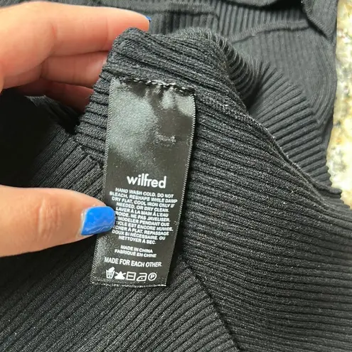 Wilfred Aritzia Free Knit Cut Out Mini Ribbed Dress Black Knit Women’s Small