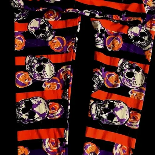 LuLaRoe  Halloween Leggings Tall Curvy 32 inch Skull Floral TrickTreat Fe…