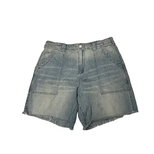 Pilcro NWT, Super High Rise Oversized Bermuda Shorts with Fringe Hem, Sz 29