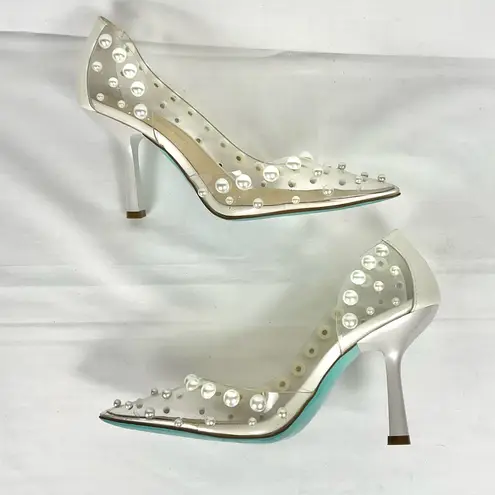 Betsey Johnson  Halo Pump Clear Heels with Pearl Embellishments Sz 11 Party - Image 12