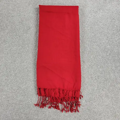 VINTAGE Company C Throw 44"W x 86" Red Pure Wool Knit Hand Twisted Fringe