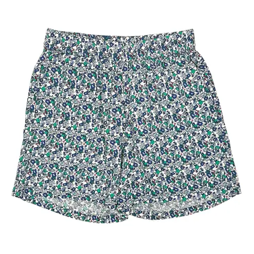 Saint Tropez West NWT Saint Tropez Umara Elastic Waist Shorts Blue Floral Print Size Small