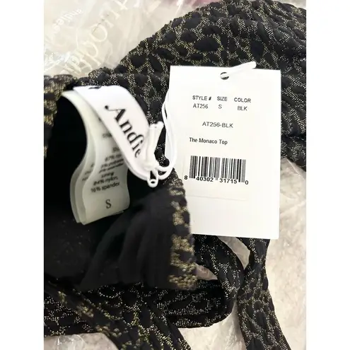 ANDIE Swim x Demi Moore The Monaco Bikini Top in Black and Gold NWT
