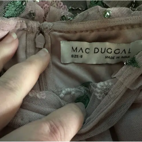 Mac Duggal 9069 Off Shoulder Embroidered Ruffle Tiered Gown, Size 6, New w/ Tag