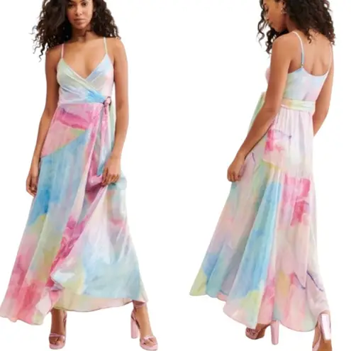 Hutch Alden Rainbow Sequin Maxi Wrap Dress