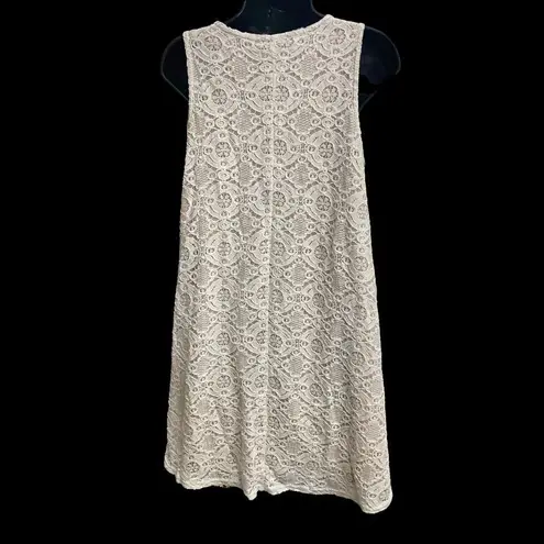 Sharagano Women’s Ivory & Tan Lace Shift Dress Size 6 Sleeveless