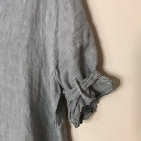 Linen gray ladies midi pullover shirt dress made in Italy lightweight cute Size M