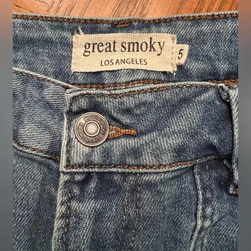 Great Smoky Los Angeles Flared Wide Leg Cropped Blue Denim Jeans Size 5