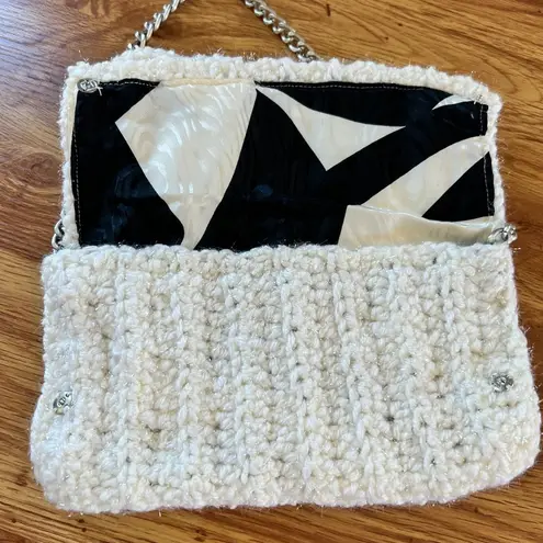 Lizette Handmade Cream White Crochet Clutch Chain Bag Evening Party