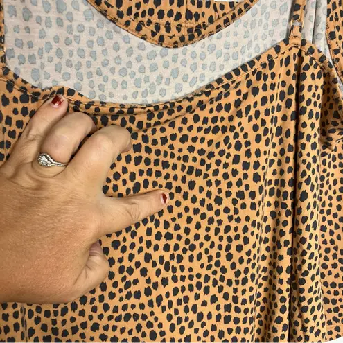 Lates cami tank top & shorts pajama set tan with black dots women’s size large Brown