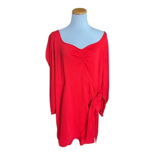 Ava & Viv NWOT Womens Balloon Long Sleeve Runway Red Wrap Dress - Sz 2X