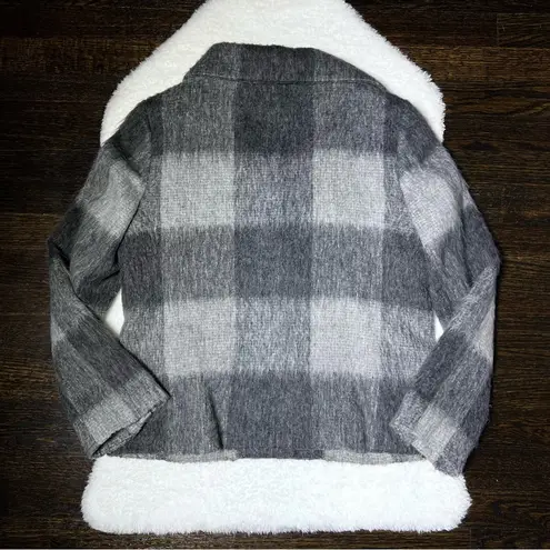 Talbots  Gray Buffalo Plaid Wool Blend Jacket