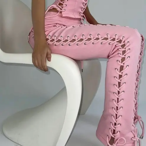 Hidden Cult Lace Up Wynn Sweat Pants Bubblegum Pink Size X Small