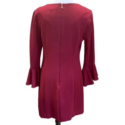 Trina Turk  Maroon Mini-Dress, Bell Sleeves, New with Flaw