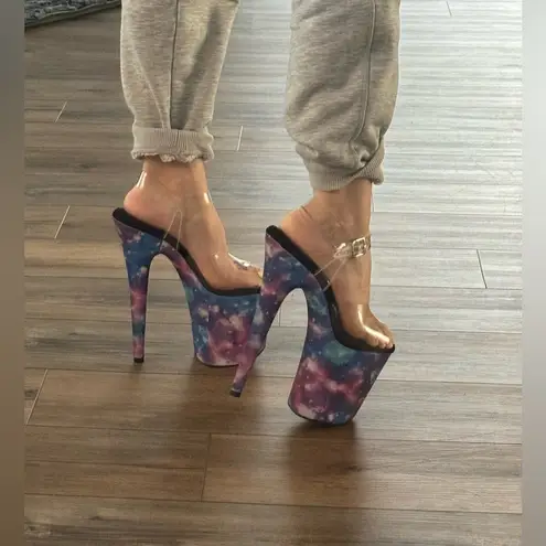 NEW LIMITED Pleaser Flamingo 808REFL Galaxy UV Platform Glow Dark 8inch Heels 8 Purple