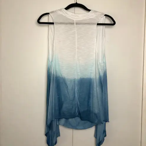 Elan Dip Dye Tie Front Sleeveless Top Blue White