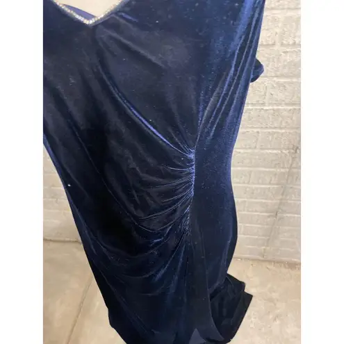 Slny Womens Navy Blue Velvet Sleeveless VNeck Evening Gown Dress Size 16