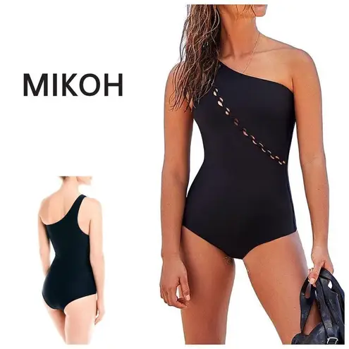 Mikoh New. black one shoulder one piece swimsuit. Small. Retails $234