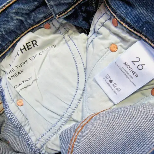 NWT Mother Tippy Top Cruiser Sneak in Globe Trotter High Rise Flare Jeans 26